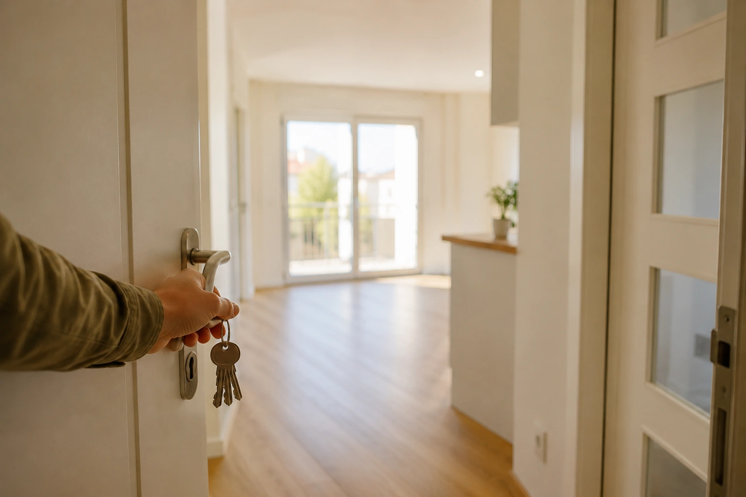 Vender casa en Murcia: propietario abriendo la puerta de una vivienda antes de iniciar el proceso de venta